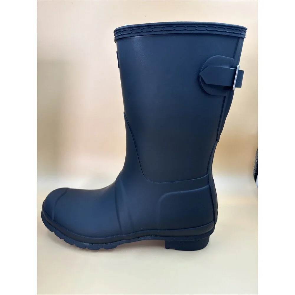 New Hunter Women's Black Original Short Back Adjustable Waterproof Rain Boots 10